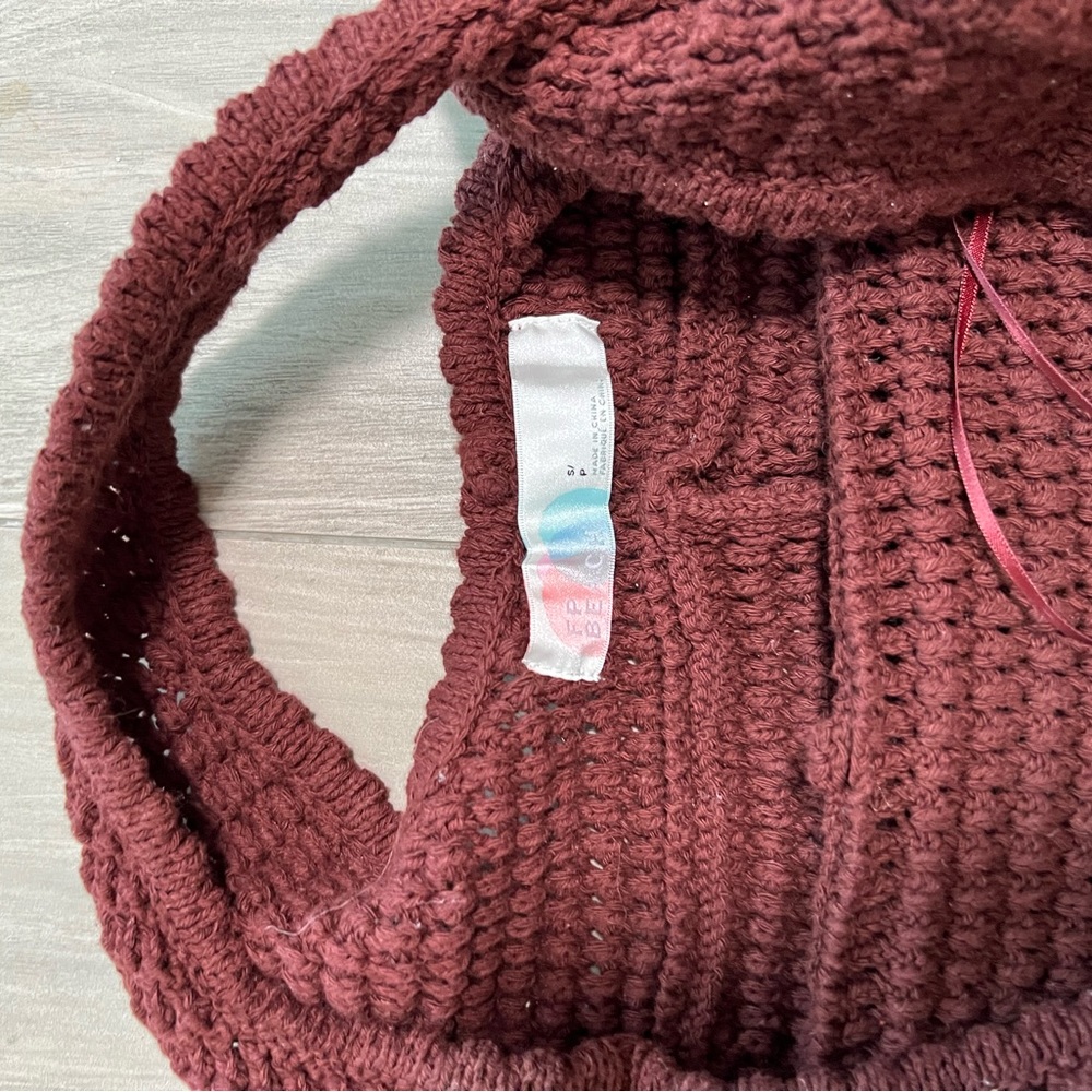 Free People Clear Skies Burgundy Knit Romper - Picture 5 of 5